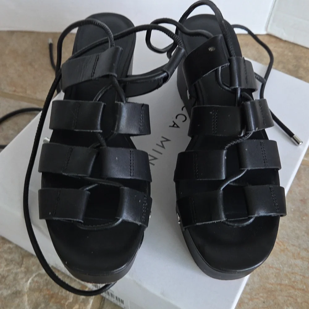Rebecca Minkoff Black Wedge Iven Sandals